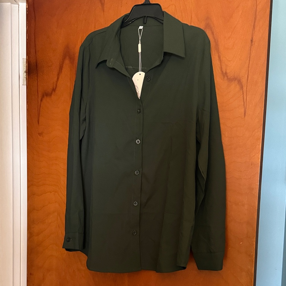 Dark Green Button-Up Shirt